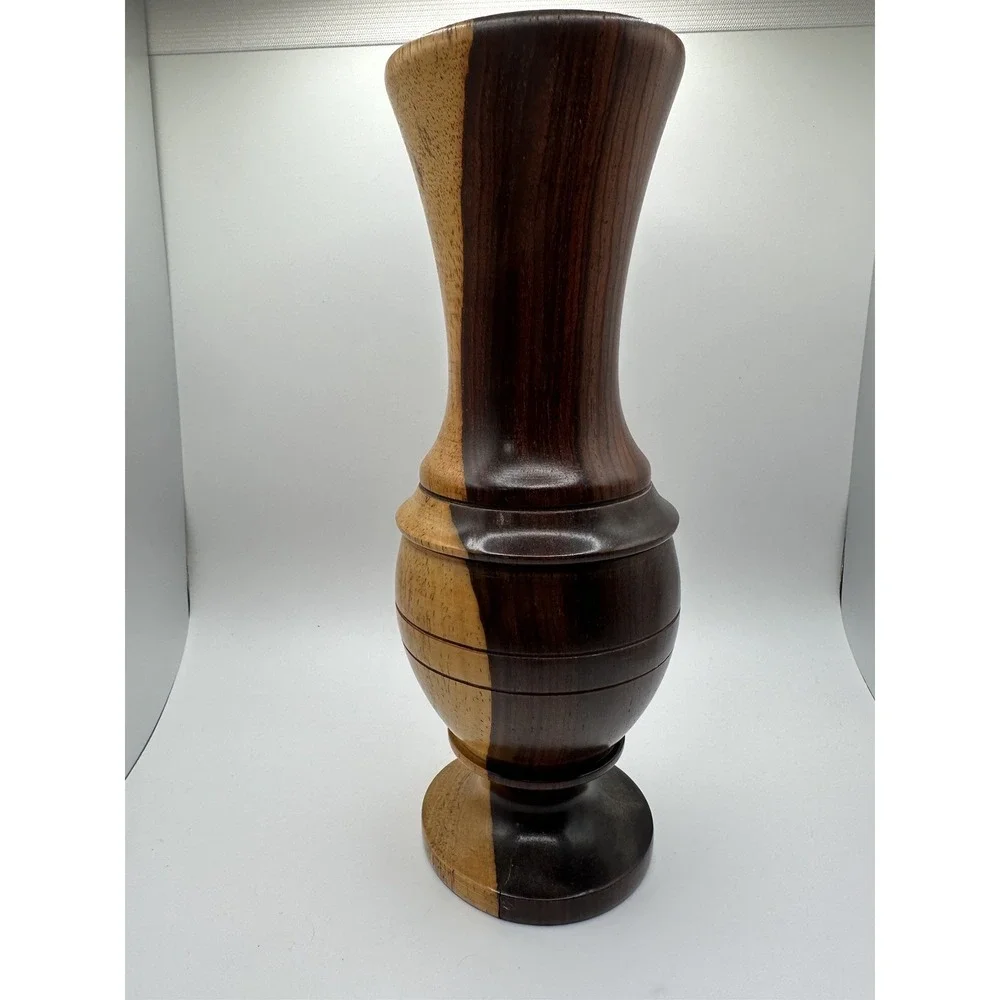 Vintage Multitone Solid Wood Hand Crafted Turned Footed‎ Bud Vase 6